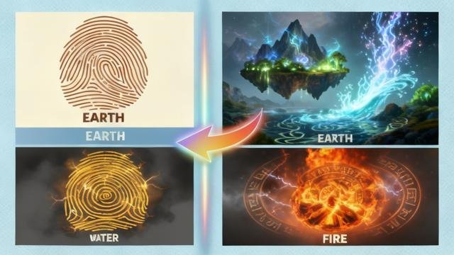 As impressões digitais revelam seus elementos mágicos