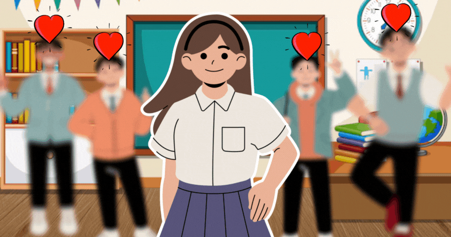 Quantas pessoas têm uma queda por você na escola?